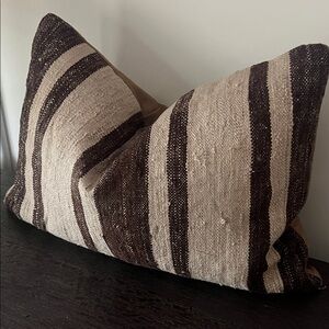 Striped Brown and Cream Pillow w/insert, for Sale.